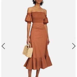 Intermix smocked puff sleeve top and skirt set